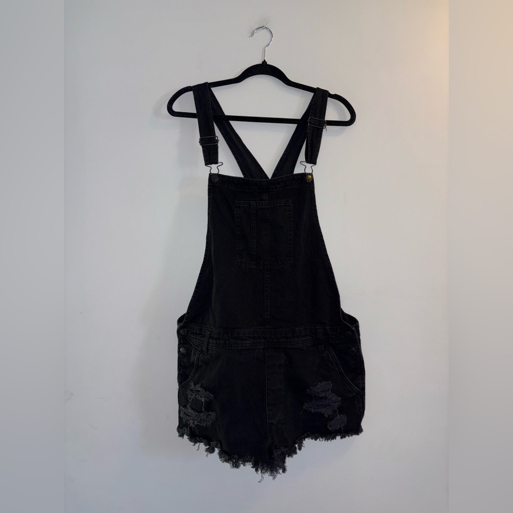 American Eagle - Black Distressed Jean Overalls